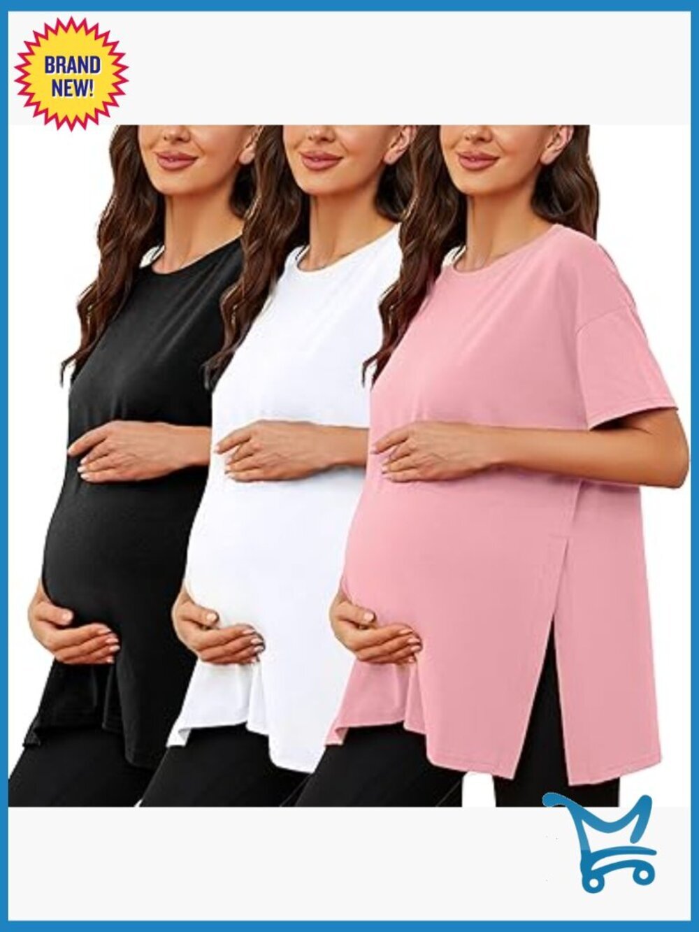 Women's Maternity Split Side Tunic Top Short Sleeve Blouse Oversized